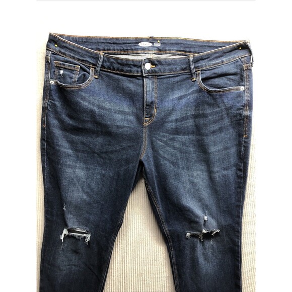 Old Navy Rockstar Super Skinny Jeans Size 18P Dark Wash Factory Destroyed - Picture 1 of 16